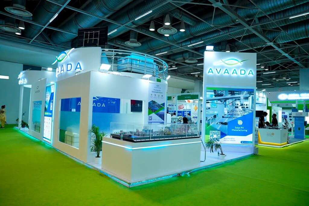 booth showcasing solar PV manufacturing solutions