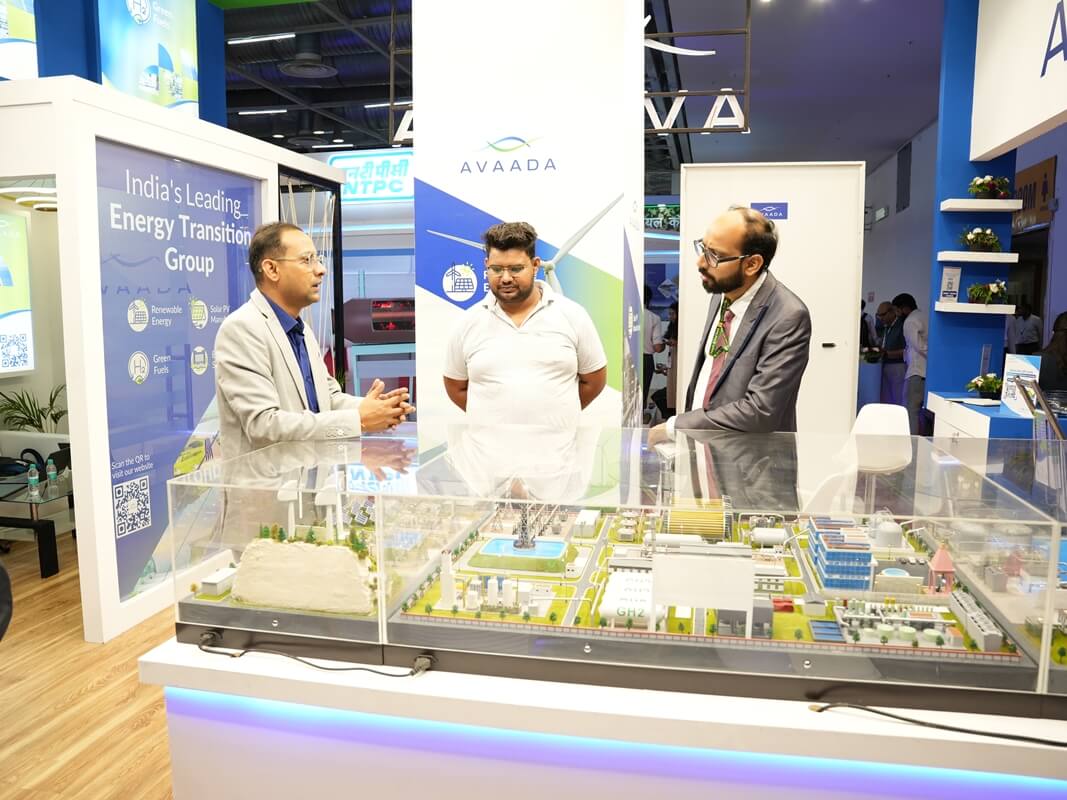Discussions at the Avaada booth on renewable energy initiatives